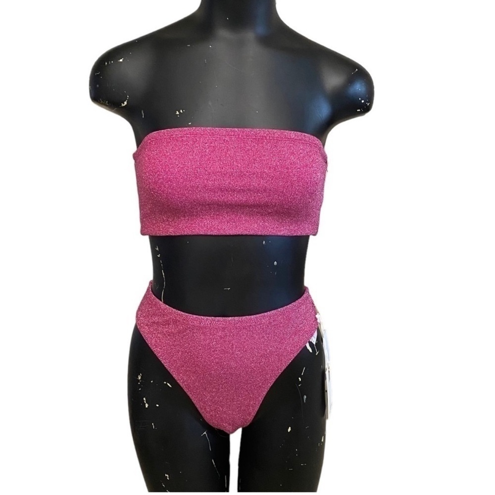 Good American 2pc Pink Sparkle Swimsuit Bikini